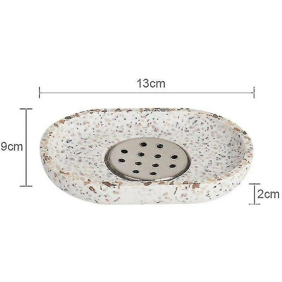 Terrazzo Soap Dish Oval Soap Dish Creative Drain Tray Bathroom Accessories Household Items