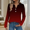 thumbnail image 2 of ManxiVoo Women's Ombre Long Sleeve Button Down Shirt Casual Comfort Fit Gradient Color Stylish Blouse Versatile Tops for Women XXL Size Wine, 2 of 6