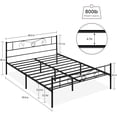 thumbnail image 2 of COZONY Queen Bed Frame with Double Carvings,79.9*60.2*35",Sturdy Headboard and Footboard,Metal Mattress Foundation and Storage Function,Noise-Free,No Box Spring Required,Easy to Install，Black, 2 of 9