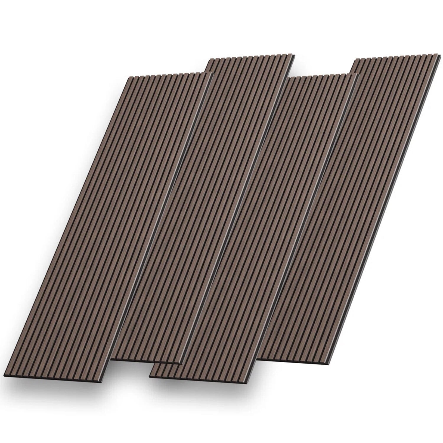 Easy4Home 4Pcs 106"x12.6" Soundproof Wood Slat Panels Acoustic Wall and Ceiling Panels, Dark Walnut