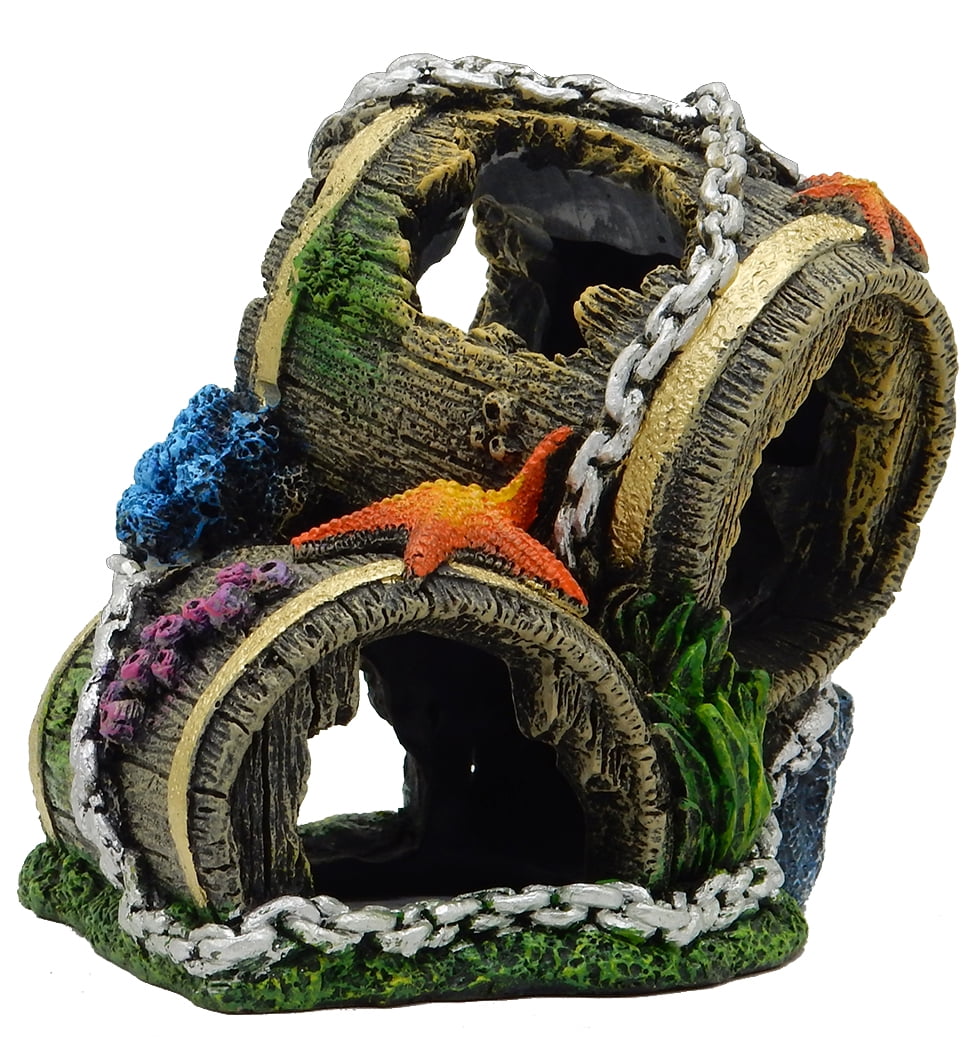 Aqua Culture Barrel Aquarium Ornament - Multicolor