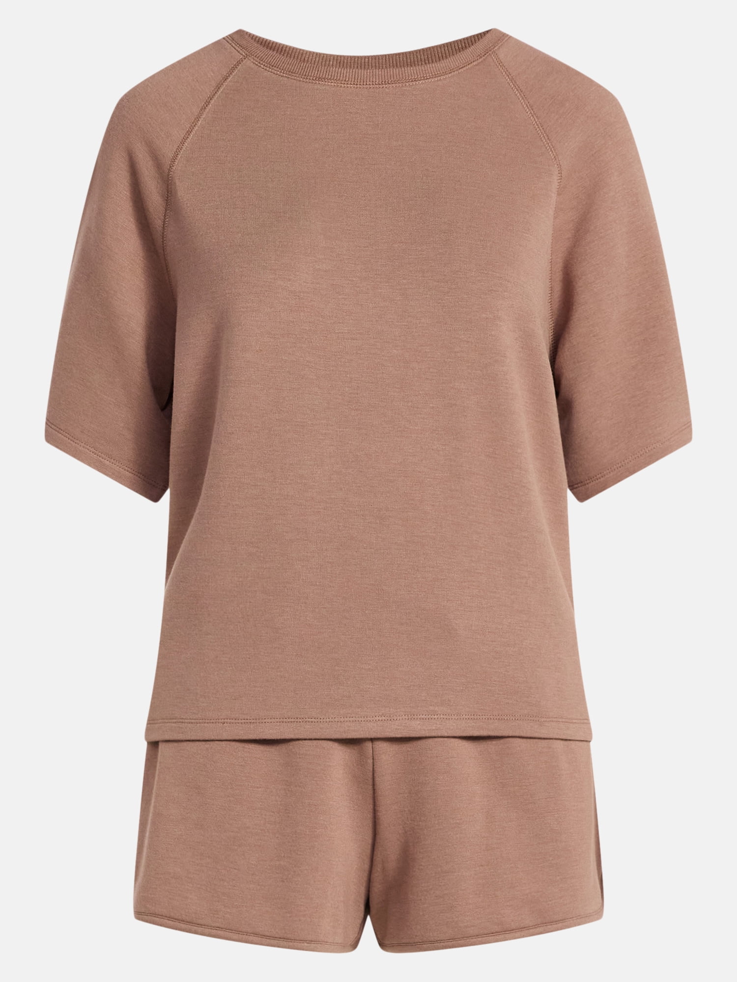 Joyspun Women's French Terry Lounge Sleep Short Sleeve Top and