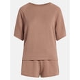 thumbnail image 5 of Joyspun Women's French Terry Lounge Sleep Short Sleeve Top and Shorts Set, 2-Piece, Sizes XS-3X, 5 of 5