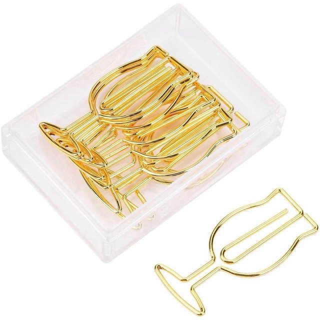 8pcs Gold Paper Clips - Large Gold Paper Clip Highball Shaped Stationery Marker Holder for Kids Girls Boys School Students