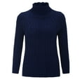 thumbnail image 2 of UJNDER Autumn Winter Regular Turtleneck Long Sleeve Knitted Sweater for Women Blue XXXL, 2 of 8