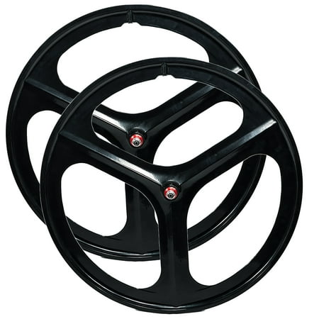 iMeshbean 700c Tri Spoke Fixie Fixed Gear Single Speed Bike Front & Rear Mag Wheel Rim ( Black