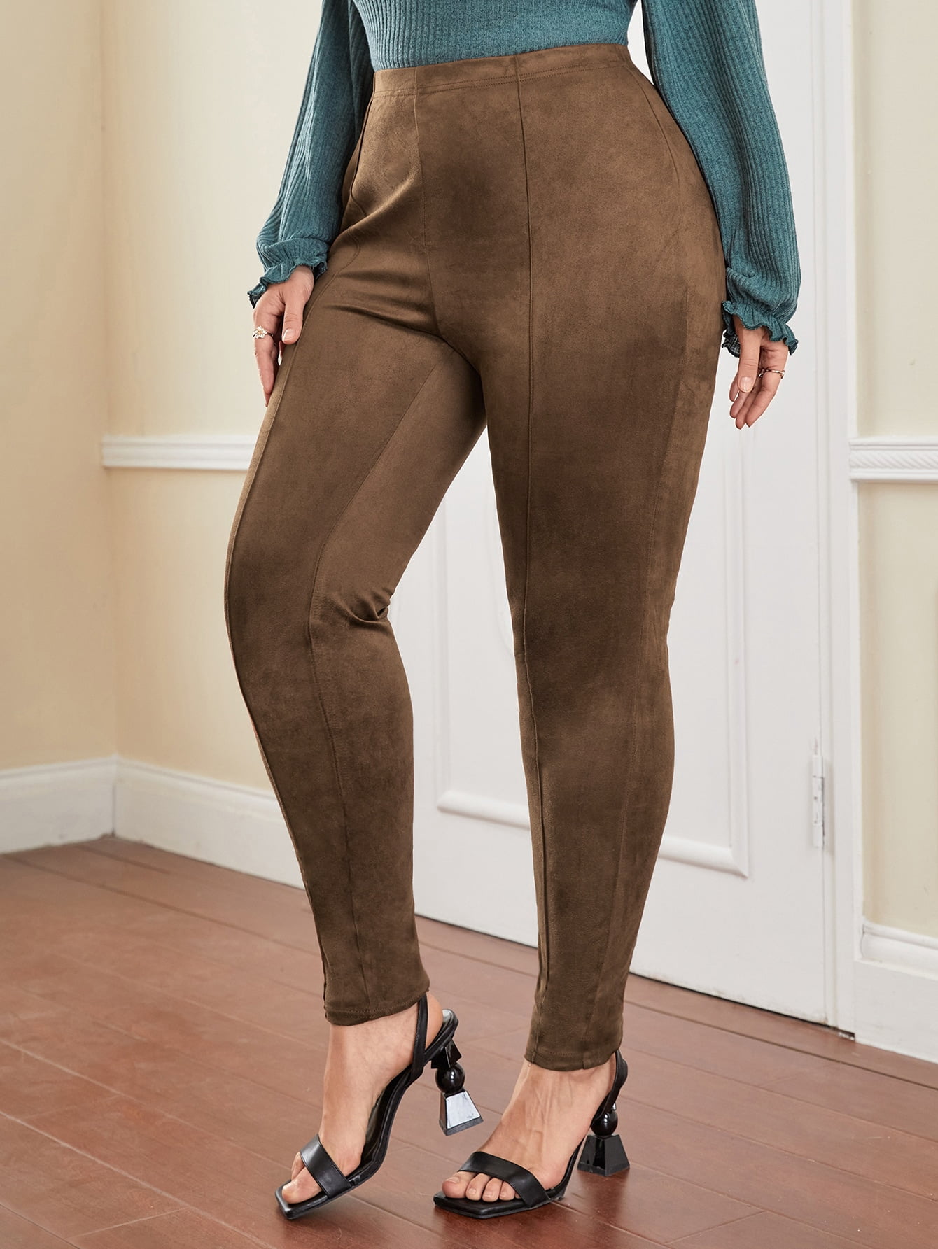 Seam Detail Suede Leggings 21481A112112 