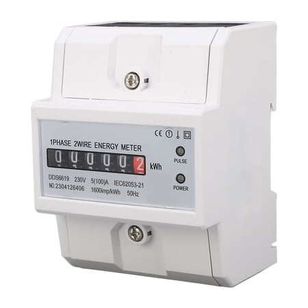 Rupoun Single Phase Energy Meter Household Multimeter Din Rail Electricity Usage Meter Power Voltmeter 230V 5(100)A for Home Improvement (4.33 inches / 11 cm)