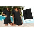 thumbnail image 5 of qucoqpe Women's V-Neck Short Sleeve Twist Front T-Shirt Dress Solid Color Casual Swimsuit Cover Up Beach Dress for Vacation Wine M, 5 of 9