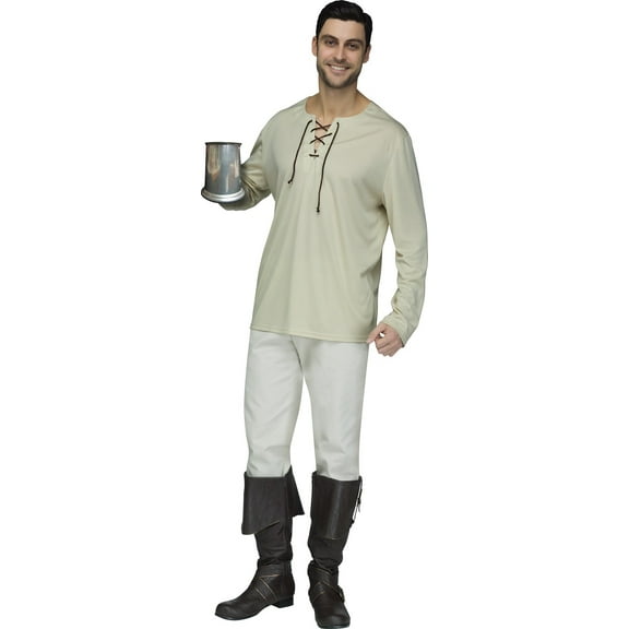 Adult's Mens Tan Peasant Shirt Costume One Size