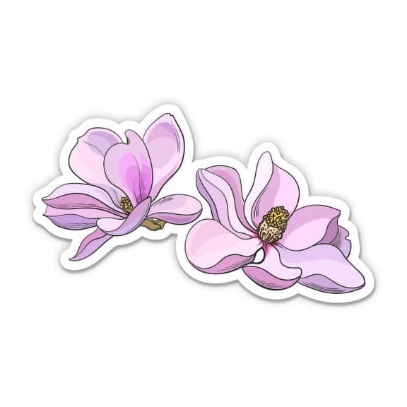 Pretty Magnolia Flowers - 3" Vinyl Sticker - For Car Laptop I-Pad Phone Helmet Hard Hat - Waterproof Decal