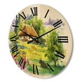thumbnail image 3 of Designart 'Blossoming Greenlands And A Rural House' Traditional Wood Wall Clock, 3 of 5