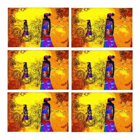 Mkhert Africa Retro Vintage Afro American Women Placemats Table