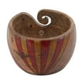 thumbnail image 2 of Hind Handicrafts Premium Solid Dark Handmade Crafted Wooden Portable - Antique Yarn Storage Bowl - Holder for Knitting Crochet Hook Accessories (6" x 6" x 4", Strip), 2 of 4