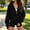 Black, variant on Caywon Trendy Women's Half Zip Hoodie with Thumb Hole Cuffs and Kangaroo Pocket, Loose Fit Long Sleeve Pullover for Fall and Winter Casual Wear