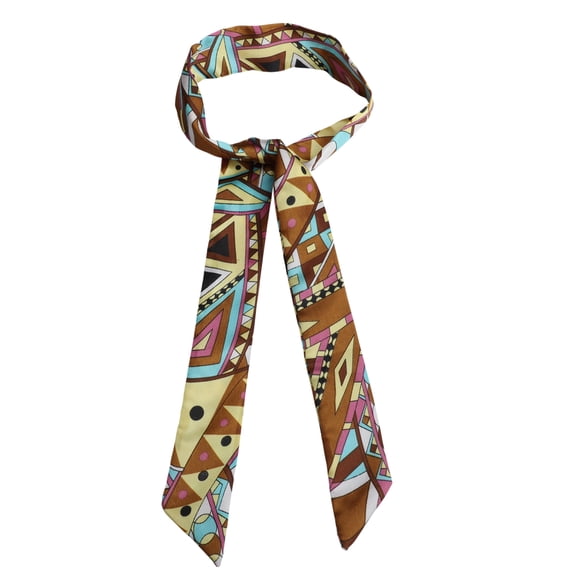 Unique Bargains 1 Pc Scarf Headband Geometric Neck Scarf for Women Yellow Coffee Color
