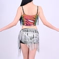 thumbnail image 6 of YM Sequin Skirt for Women Rave Outfits Music Festival Sparkly Fringe Vest and Wrap Skirt Belly Set Carnival Show Outfit, 6 of 6