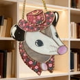 thumbnail image 4 of Art de Vitrail Fait Main à Thème Animal avec Opossum et Hibou, 4 of 4