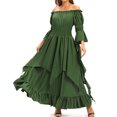thumbnail image 5 of Victorian Dress Costume Women Gothic Witch Dress Medieval Wedding Dress Halloween Party Costumes Green S, 5 of 6