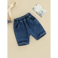 thumbnail image 3 of Kiapeise Toddler Baby Boys Denim Shorts Elastic Waist Loose Pocket Blue Jeans Pants Summer Beach Casual Clothing, 3 of 8