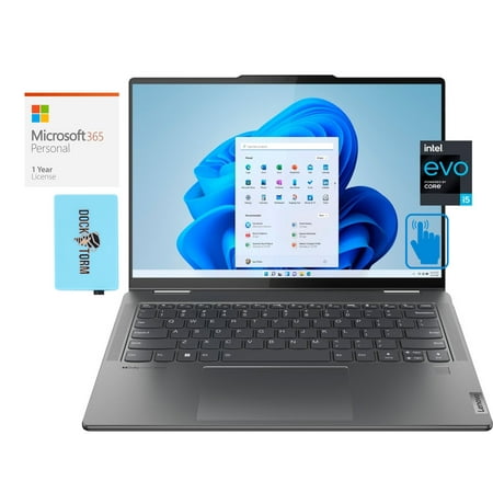Lenovo Yoga 7i Home/Business 2-in-1 Laptop (Intel i5-1335U 10-Core, 14.0in 60 Hz Touch 2240x1400, Intel Iris Xe, Win 10 Pro) with Microsoft 365 Personal , Dockztorm Hub