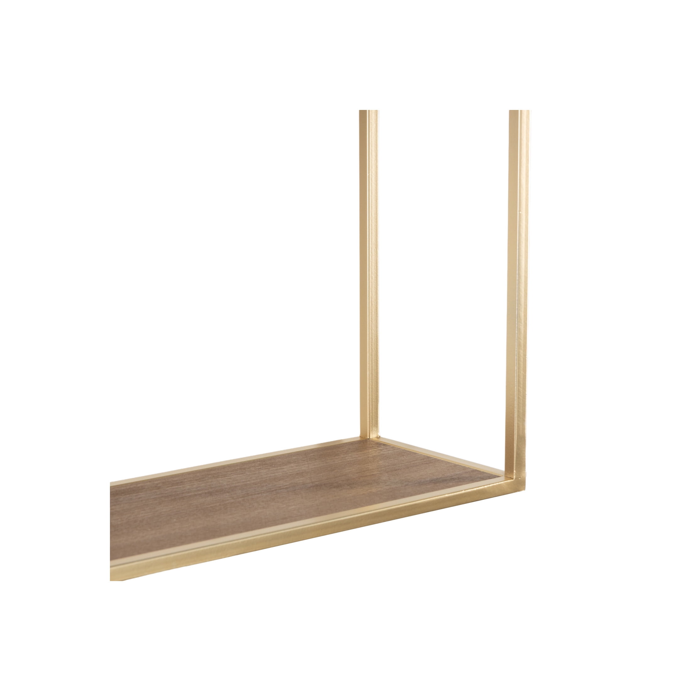 DecMode 20" x 6" 2-Tier Gold Sunburst Wall Shelf with Half-Moon Cutout