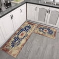thumbnail image 3 of 2 Piece Bohemian Brown Ethnic Rug Rug Kitchen Rug Set, Decor Kitchen Rugs, Absorbent Non-Slip Washable Floor Mats, Home Indoor Runner Rugs 17"x47"+17"x30", 3 of 7