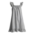 thumbnail image 3 of NominalSnug Womens Cotton Nightgown Square Neck Ruffle Strap Sleeveless Midi Sleep Dress With Pockets Loungewear, 3 of 5