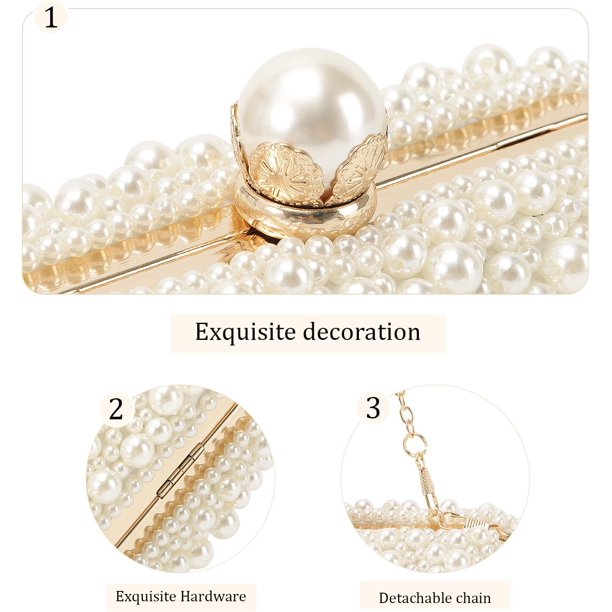 BABEYOND Sac à main en perles pour femme - Seau à perles - Sac de soirée formel avec sac intérieur pour fête de mariage - Style 5 blanc cassé - Taille unique BABEYOND Sac à main en perles pour femme - Seau à perles - Sac de soirée formel avec sac intérieur pour fête de mariage - Style 5 blanc cassé - Taille unique