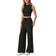 thumbnail image 4 of Conjuntos informales de 2 piezas de INSPIRE CHIC para mujer, con cuello redondo, sin mangas, top corto y pantalones de pierna ancha, conjunto de lounge de verano XL negro, 4 of 4