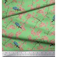 thumbnail image 3 of Soimoi Crepe Silk Fabric Floral & Blue Tit Bird Decor Fabric Printed Yard 42 Inch Wide, 3 of 3