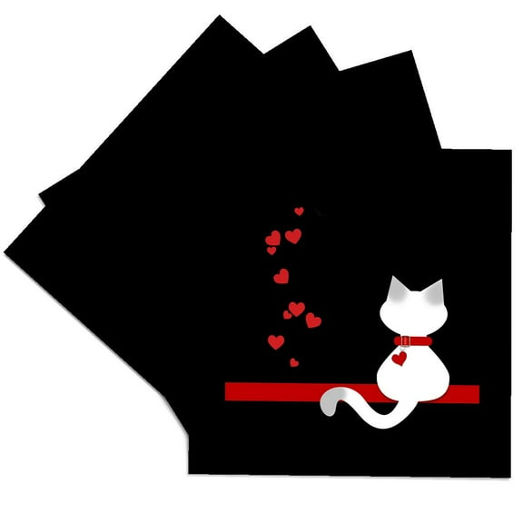 3drose, Pet Lovers Red Hearts Siamese Kitty Cat, Set of 4 Ceramic Tile Coasters