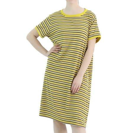 

Homgro Women s Soft Plus Size Nightgown Short Sleeve Sleep Dress Lounge Nightdress Nighty Sleepwear Yellow XX-Large