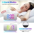 thumbnail image 4 of Zootealy Multifunctional Smart Mirror Digital Alarm Clock with RGB Projection, Snooze Function, and USB Charging - White, 7" Color-changing Night Light, 12/24H Mode, 5-60min Snooze, 10 Atmosphere, 4 of 6
