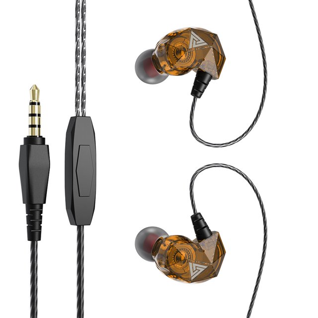 QKZ Auriculares con cable Auriculares con sonido de alta fidelidad Auriculares deportivos de 3,5 mm Auriculares internos para teléfono, Amarillo seitruly EL002610-01B