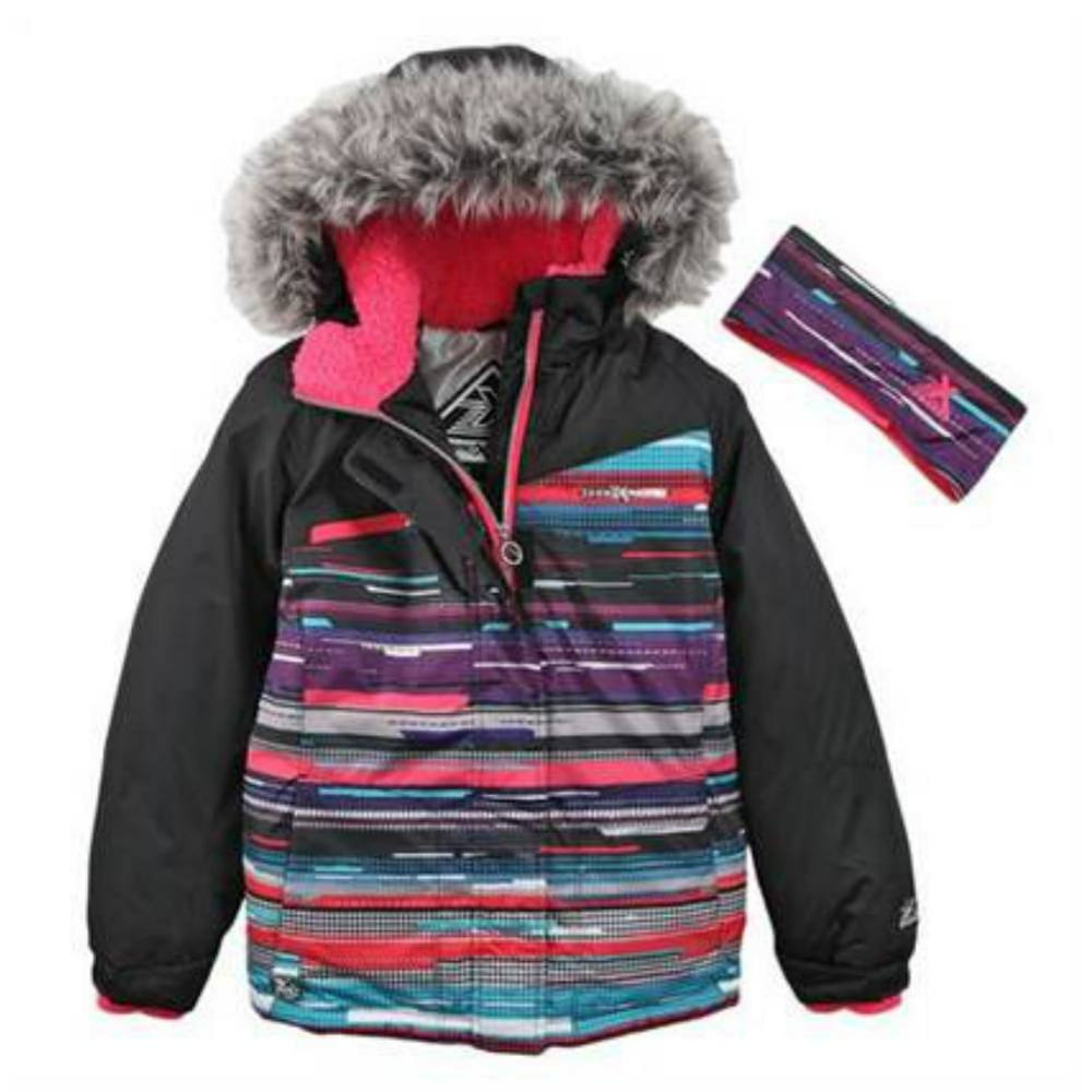 Zero Xposur Girl Multicolor Stripe Coat Puffer Snowboard Jacket