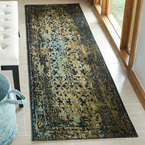 SAFAVIEH Classic Vintage Patricia Oriental Overdyed Runner Rug, Black/Olive, 2'3" x 8'