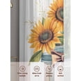 thumbnail image 3 of Summer Sunflowers Sheer Curtains for Living Room Bedroom Spring Watercolor Floral Leaf Bow Vase Sheer Curtains 45 Inch Long 2 Panels Set Light Filtering Curtain Window Treatments Drapes, 3 of 6