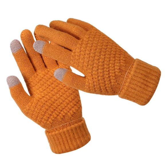 Raindrops Winter Finger Gloves Unisex Cold Weather Gloves Khaki 2 Pair