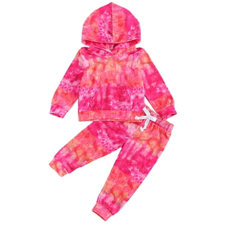 

Xingqing Toddler Girls Tie Dye Outfits Sets Baby Girl Hoodies and Pants Baby Girl 2pcs Outfits Sets 18-24 Months