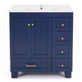 thumbnail image 3 of 30" Navy Blue Bathroom Vanity Combo, Premium Vitreous China Sink, Brushed Gold Hardware, Soft-Closing Storage with Open Shelf, 3 of 14