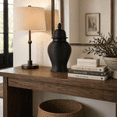 thumbnail image 3 of Ceramic Ribbed Temple Jar for Living Room Decor - Decorative Home Accent for Office Display, Entryway, and Kitchen Counter - Flower Vase for Bedroom, House, and Table Styling - 24", Black, 3 of 11