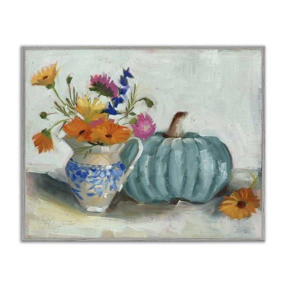 Stupell Industries Farmhouse Autumnal Botanicals Still Life Gray Framed Giclee Art, 30 x 24, by Bley Hack
