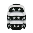 thumbnail image 4 of Seyurigaoka Women Sweater Shirts Stars Print Contrast Color Long Sleeve Oversized Knitted Jumper Autumn Winter Casual Loose Pullovers Tops, 4 of 9