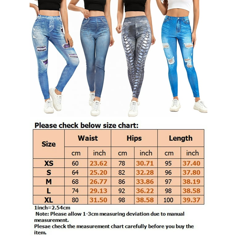 Sanviglor Ladies Faux Denim Pant Butt Lifting Fake Jeans High