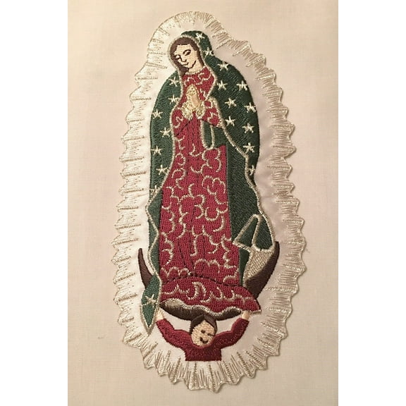 CF3848 Christening Baptism Gifts Guadalupe Virgin Mary Embroidered Iron On Patch