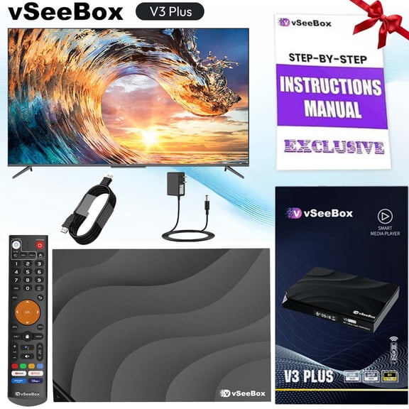VseeBox V3 Plus Smart TV Box 4GB RAM 64GB Storage Voice Control Parental Control Easy to Setup Smart Box