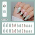 thumbnail image 2 of Fofosbeauty 24pcs Press on False Nails, Medium Almond Fake Acrylic Nails, Fresh Flower Glitter Light Green, 2 of 9