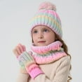thumbnail image 6 of OGLCCG Kids Pompom Winter Beanie Hat Scart Gloves Set,Boys Girls Knitted Fleece Lined Beanie with Neck Scarf Thick Gloves for Cold Weather 3-10 Years, 6 of 8