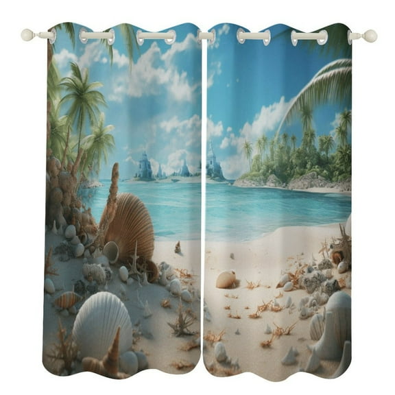 Seashell On The Beach Blackout Curtains for Bedroom Curtains Insulated Room Darkening Window Drapes for Living Room
